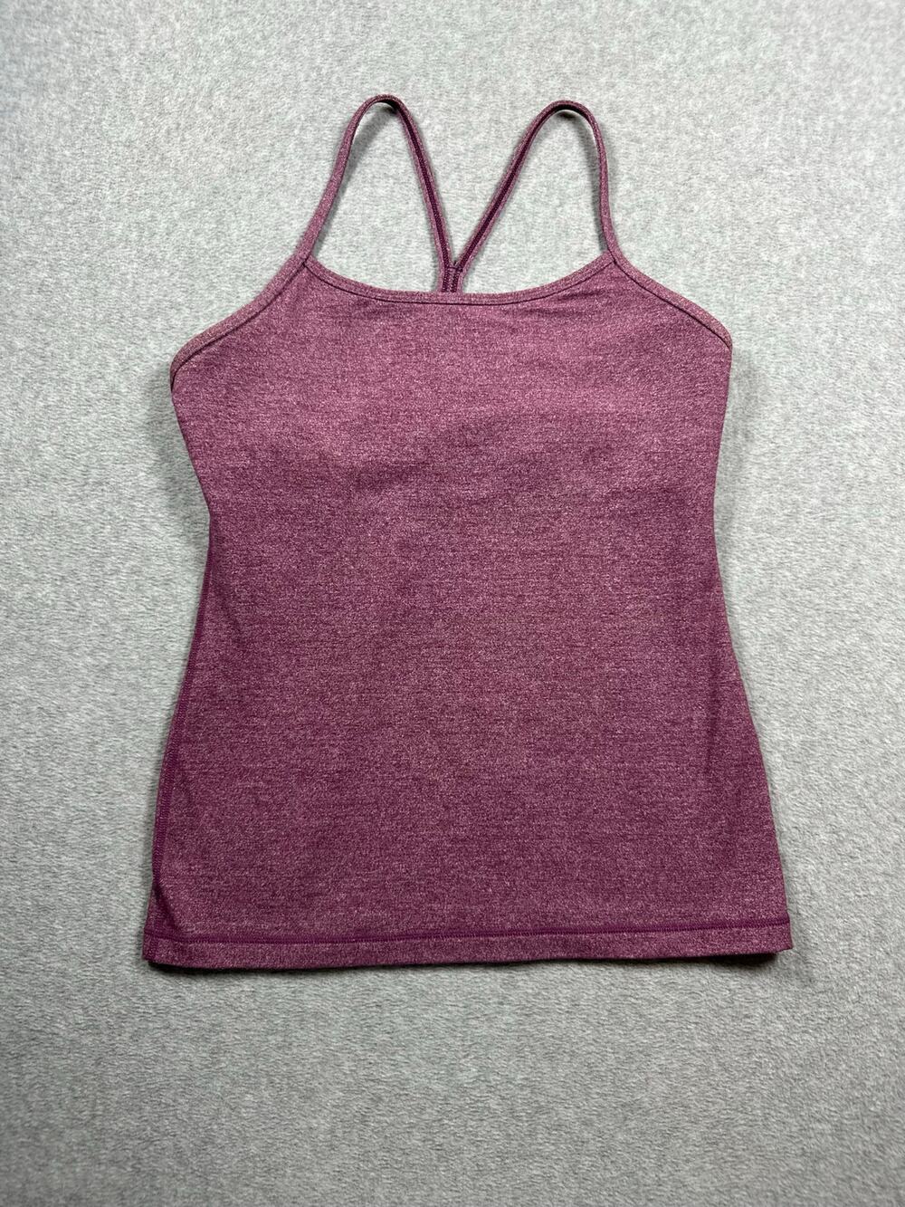 Lululemon Power Y Tank Top Women Size 8 Purple Sleeveless Racerback Logo Graphic